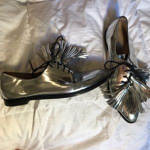 Loeffler Randall silver loafers